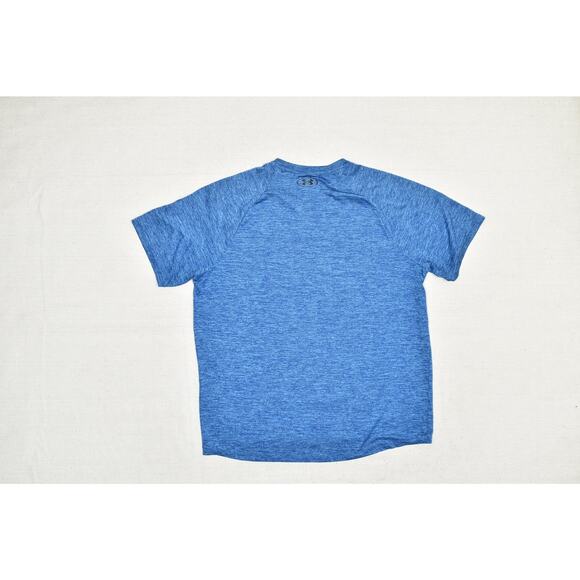 Under Armour Men's Tech Tee Blue Heather Regular Size LG Gym Run Short Sleeve - Picture 2 of 8